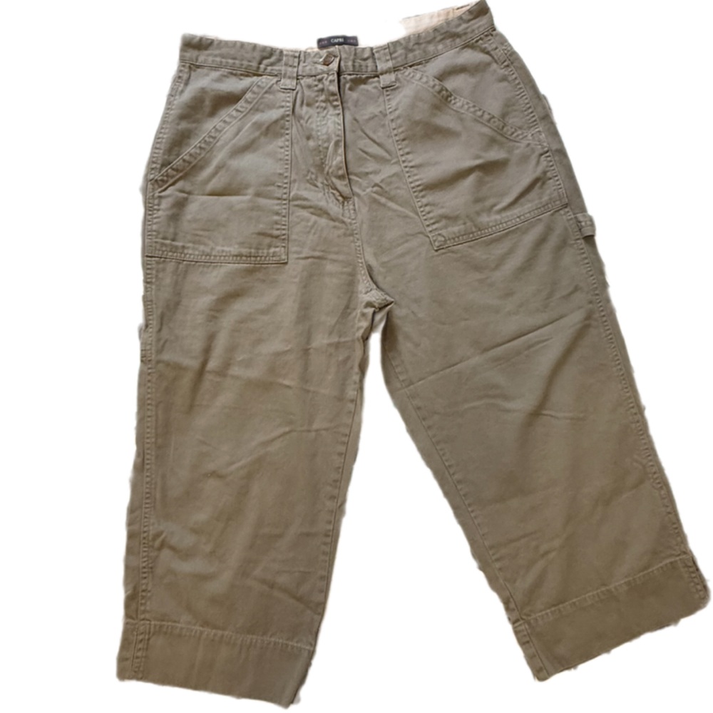 Bill Blass Capri Pants Women’s 16 | Tan/Army Green Casual Summer Wear